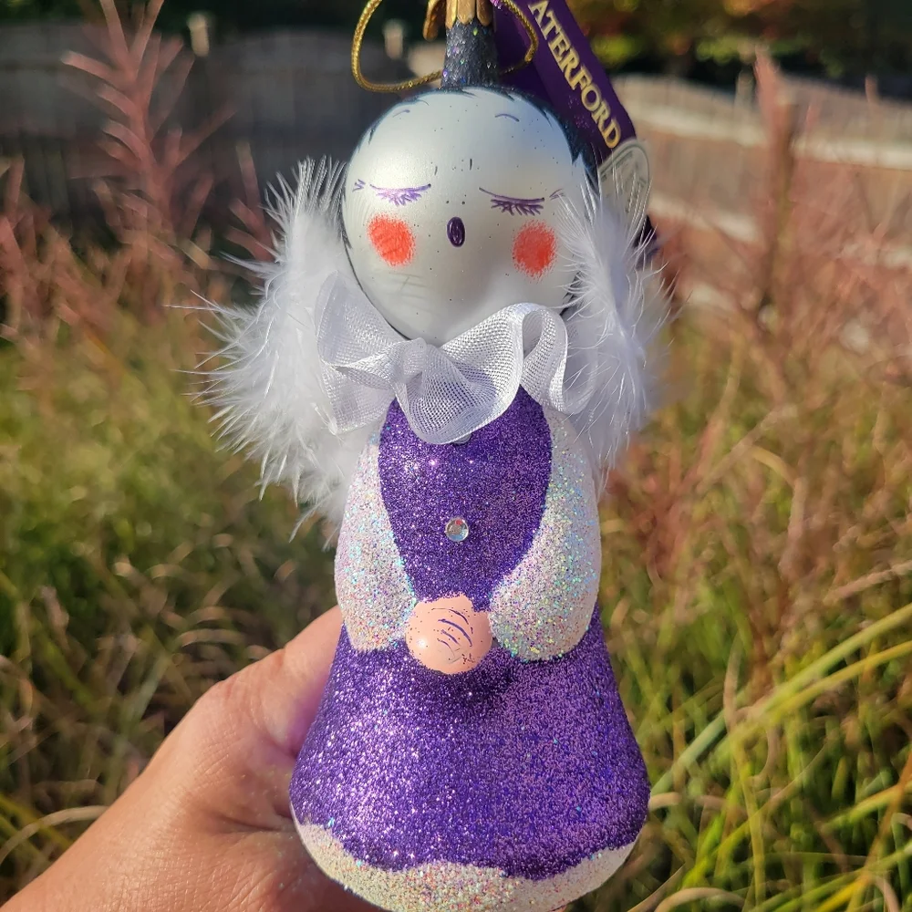 Waterford Sugar Plum Angel Duo Red & Purple Ornaments ~ Czech ~ Retired